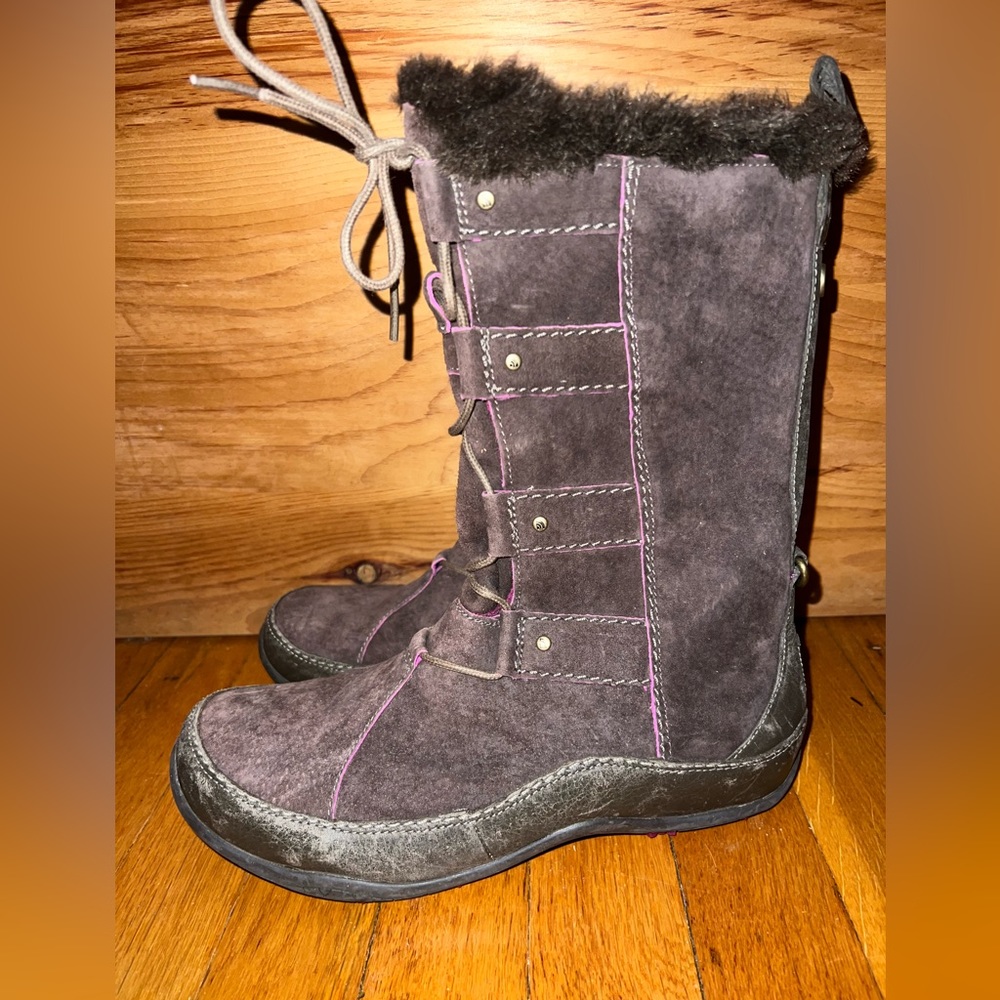 North Face brown/pink leather lace up Boots